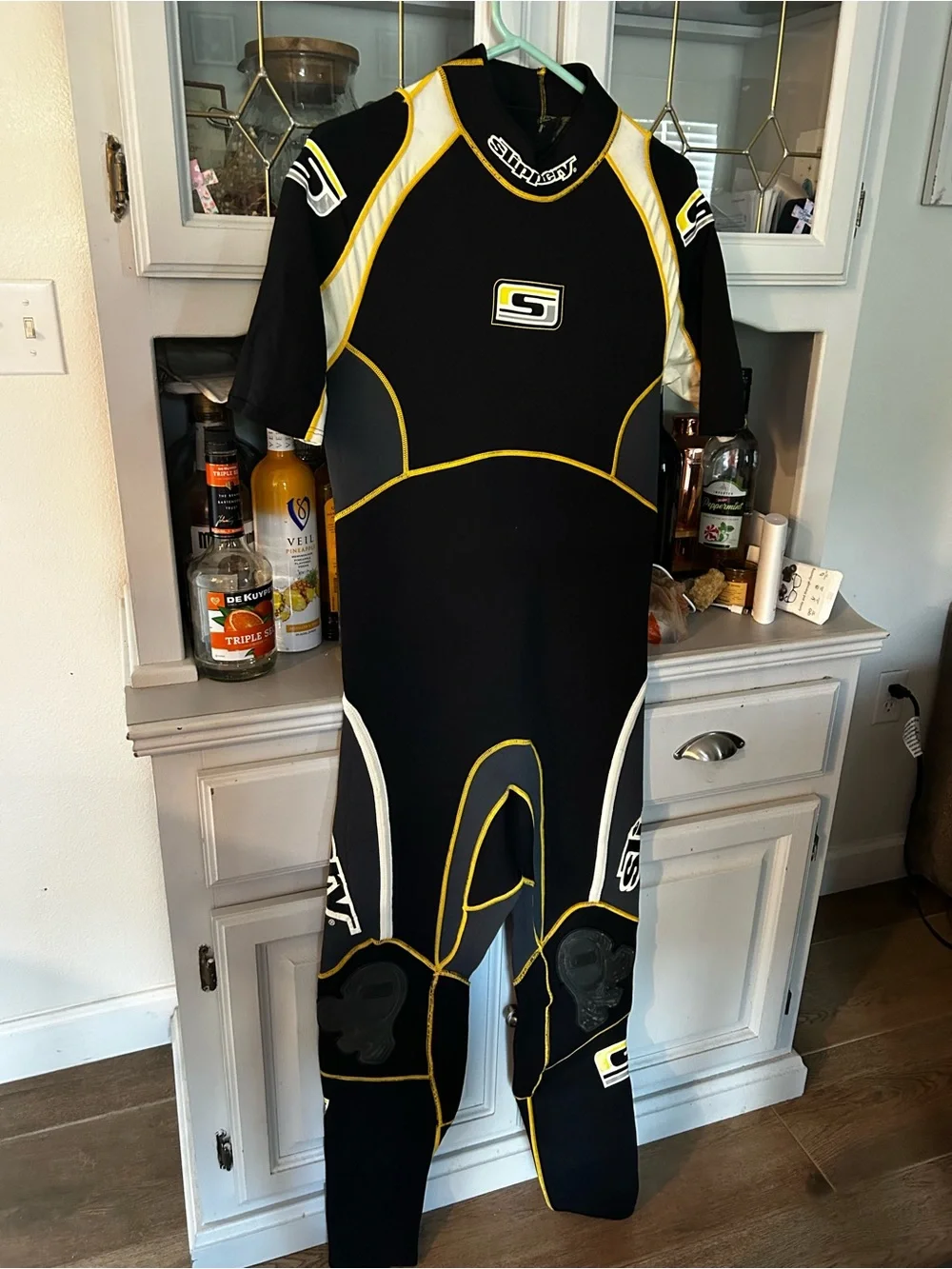 Simplicity Men’s Black and Yellow Full Swim Rash Guard Wetsuit